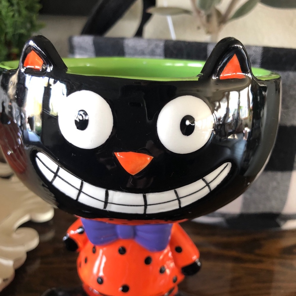 Halloween Black Cat Candy Bowl Dish Beer Mug - Picture 3 of 16